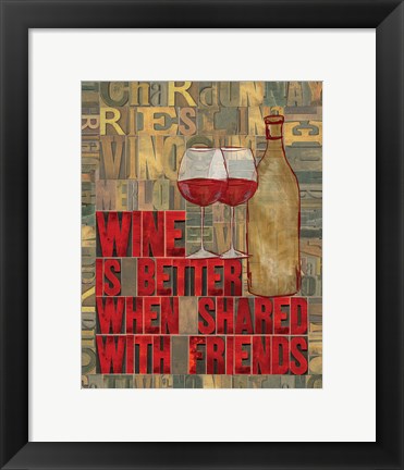 Framed Printers Block Wine and Friends II Print