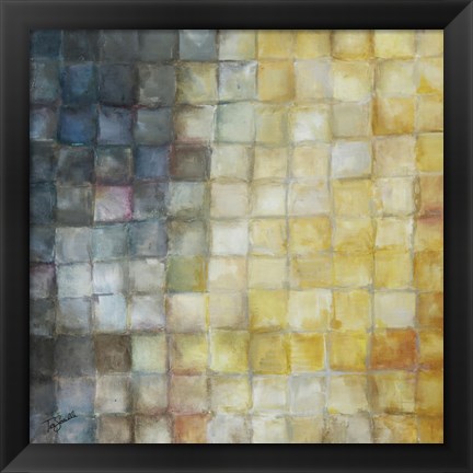 Framed Yellow Gray Mosaics I Print