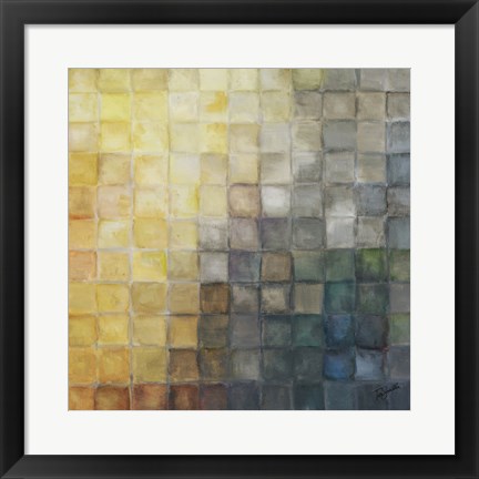 Framed Yellow Gray Mosaics II Print