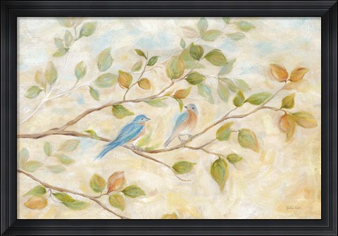 Framed Blue Birds Branch Print