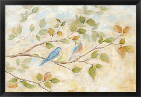 Framed Blue Birds Branch Print