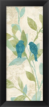 Framed Love Bird Patterns Turquoise Panel II Print