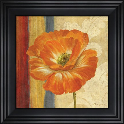 Framed Poppy Tapestry Stripes I Print