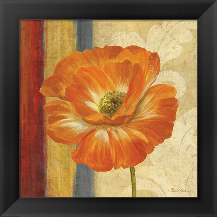 Framed Poppy Tapestry Stripes I Print