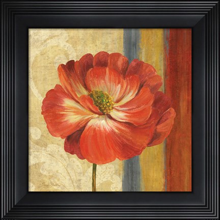 Framed Poppy Tapestry Stripes II Print