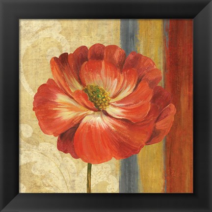 Framed Poppy Tapestry Stripes II Print