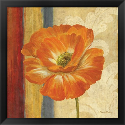 Framed Poppy Tapestry Stripes I Print