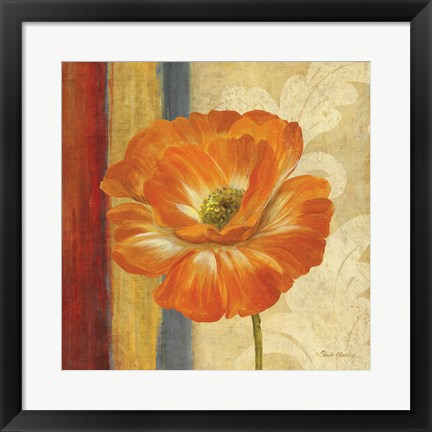 Framed Poppy Tapestry Stripes I Print