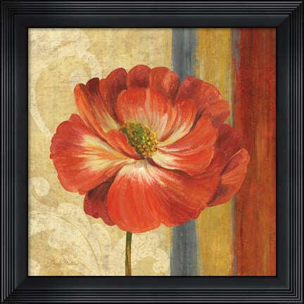 Framed Poppy Tapestry Stripes II Print