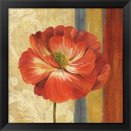 Framed Poppy Tapestry Stripes II Print