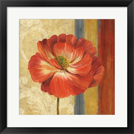 Framed Poppy Tapestry Stripes II Print