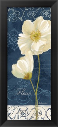 Framed Paris Poppies Navy Blue Panel II Print