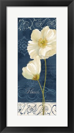 Framed Paris Poppies Navy Blue Panel II Print