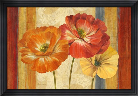 Framed Poppy Tapestry Stripes Landscape Print