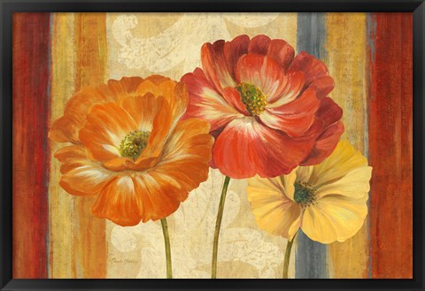 Framed Poppy Tapestry Stripes Landscape Print