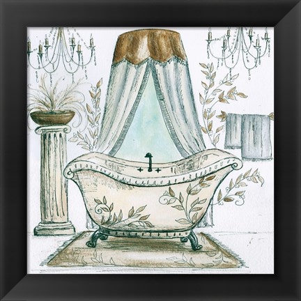 Framed French Bath Sketch I (tub) Print