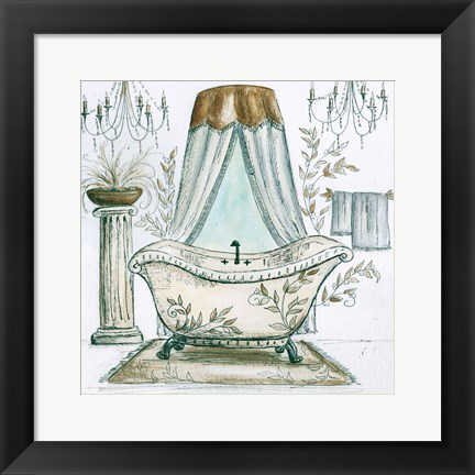 Framed French Bath Sketch I (tub) Print