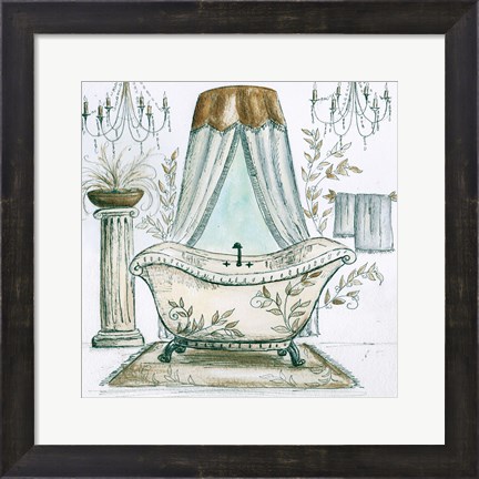 Framed French Bath Sketch I (tub) Print