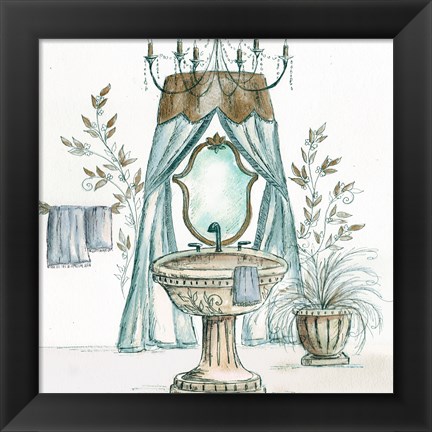 Framed French Bath Sketch II (sink) Print