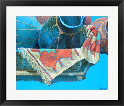 Framed Blue Pots 3 Print