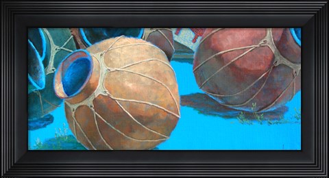 Framed Blue Pots 4 Print