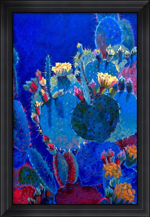 Framed Prickly Pear Blue Print