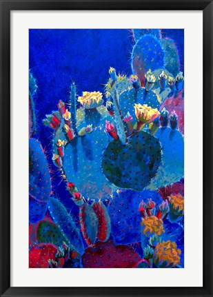 Framed Prickly Pear Blue Print