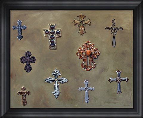 Framed Wall of Crosses Print