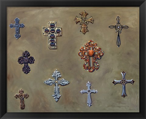 Framed Wall of Crosses Print