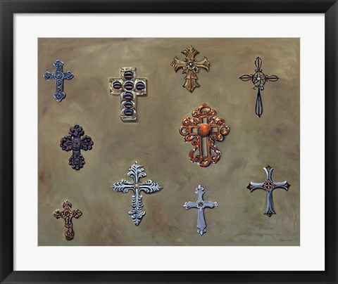 Framed Wall of Crosses Print