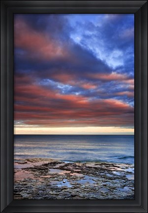 Framed Wisconsin Sunrise on shore of Lake Michigan Print