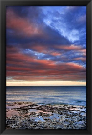 Framed Wisconsin Sunrise on shore of Lake Michigan Print