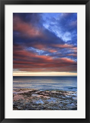 Framed Wisconsin Sunrise on shore of Lake Michigan Print