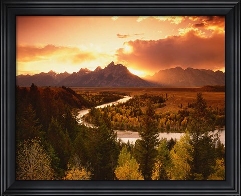 Framed Teton Range at Sunset, Grand Teton National Park, Wyoming Print