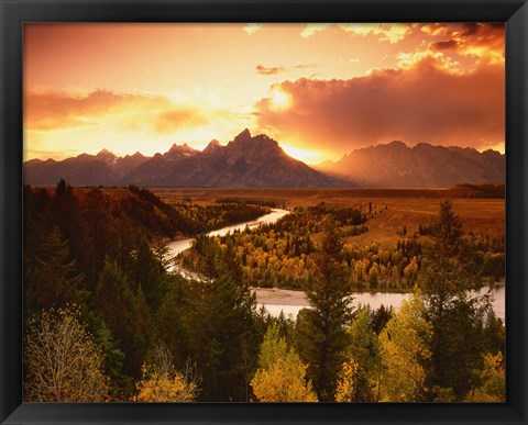 Framed Teton Range at Sunset, Grand Teton National Park, Wyoming Print