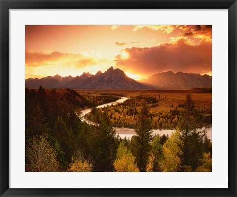 Framed Teton Range at Sunset, Grand Teton National Park, Wyoming Print