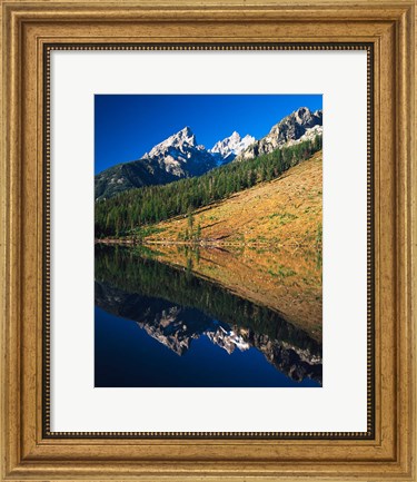 Framed Cathedral group reflecting in String Lake, Grand Teton National Park, Wyoming Print