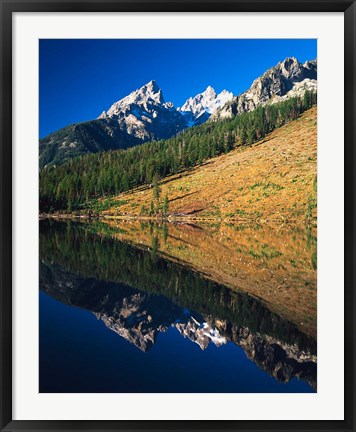 Framed Cathedral group reflecting in String Lake, Grand Teton National Park, Wyoming Print