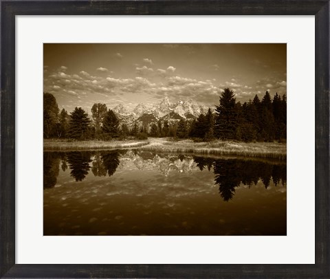 Framed Teton Range and Snake River, Grand Teton National Park, Wyoming (sepia) Print