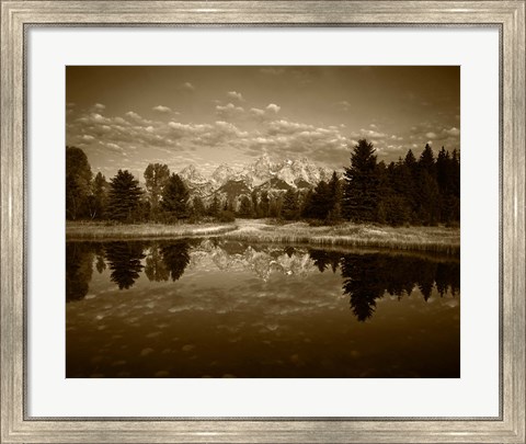 Framed Teton Range and Snake River, Grand Teton National Park, Wyoming (sepia) Print