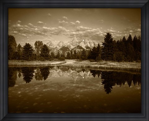 Framed Teton Range and Snake River, Grand Teton National Park, Wyoming (sepia) Print