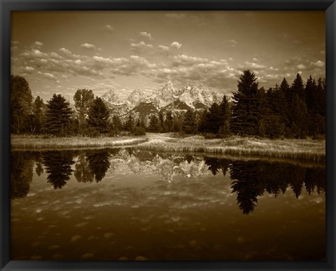 Framed Teton Range and Snake River, Grand Teton National Park, Wyoming (sepia) Print