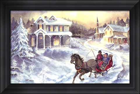 Framed Horse and Sleigh Print
