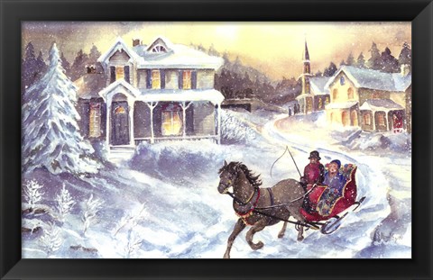 Framed Horse and Sleigh Print