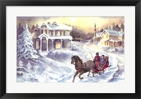 Framed Horse and Sleigh Print