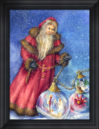 Framed Old Santa with Gifts Print