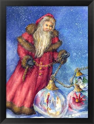 Framed Old Santa with Gifts Print