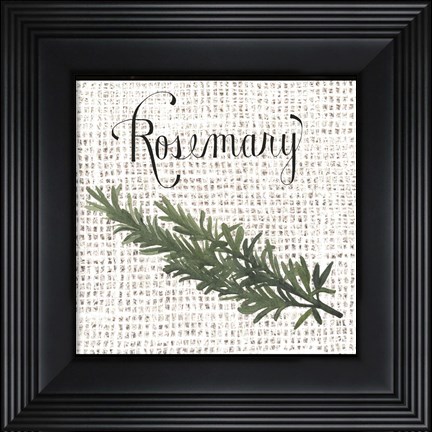 Framed Burlap Herbs I Print