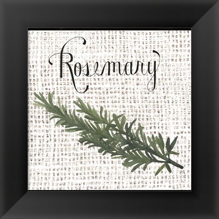 Framed Burlap Herbs I Print