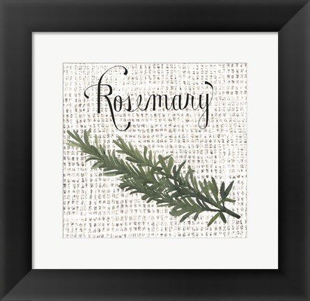 Framed Burlap Herbs I Print